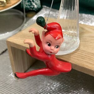 Vintage Rubber Red Pixie Climber Elf
Christmas Ornament